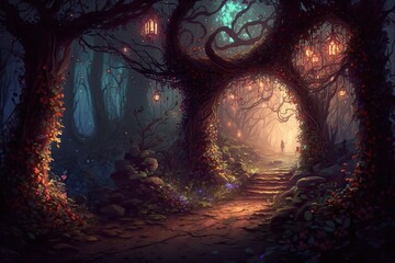 illustration of a fantasy forest - Created with generative ai
