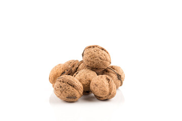 Walnut nut on white