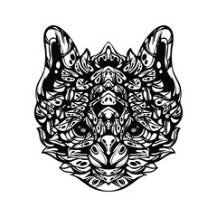 black and white tribal decorative cat pattern tattoo