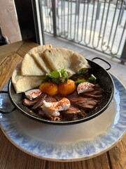 salad with sliced meat and cheese