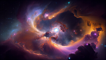 Fototapeta na wymiar The Beauty of Deep Space, Interstellar Clouds and Starry Nebulas. Generative AI