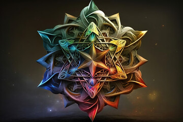 Spiritual sacred geometry, mercaba Ai generative illusration