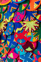 Colorful Handmade Fabrics. Variety of Traditional Egyptian Souvenir. Oriental Bazaar at Nubian Village. Aswan. Egypt. Africa.