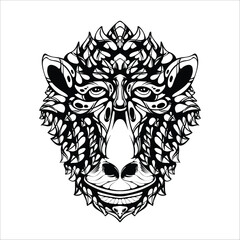 black and white tribal decorative monkey pattern tattoo
