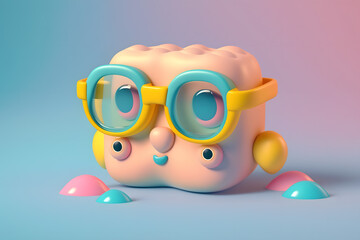 Fototapeta premium Tiny cute isometric design swimming googles emoji 3d rendering made with Generative AI