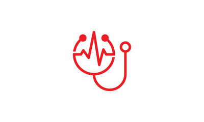 Fototapeta premium stethoscope and pulse logo design. creative health doctor icon vector.