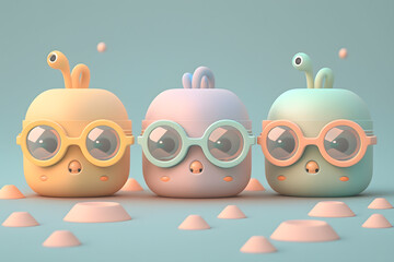 Tiny cute isometric design swimming googles emoji 3d rendering made with Generative AI