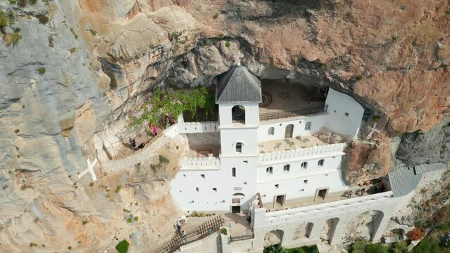Ostrog Monastery Montenegro. Pilgrimage Destination in Montenegro. The 17th-century Serbian Orthodox Monastery Ostrog is Carved Into a Mountain. Manastir Ostrog