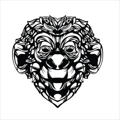black and white tribal decorative monkey pattern tattoo