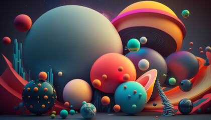 planets 3d space. Generative AI