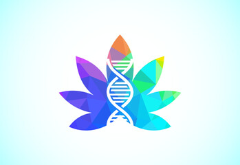 Marijuana leaf. Medical cannabis. Hemp oil. Cannabis or marijuana leaf low poly style logo