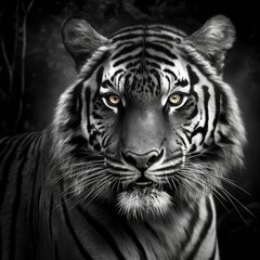 Portrait of a tiger in black and white, made with generated ai