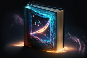 Book of the universe. Fantasy generative AI background