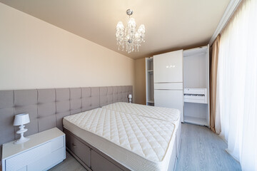 New modern bedroom. New home. Interior photography.