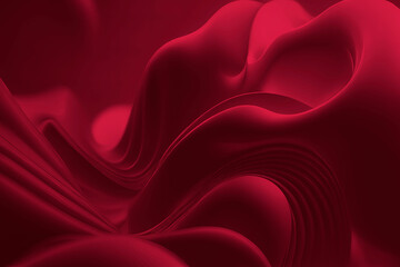 3D abstract design with smooth waves in Viva Magenta color. Generative AI.