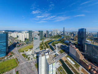 Obraz premium 인천 연수구의 송도국제도시와 센트럴파크