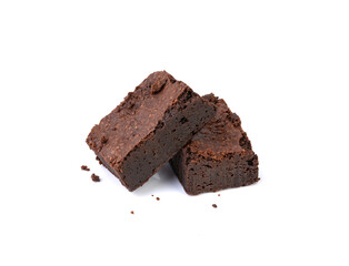 Two pieces of brownies isolated over white background