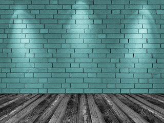 Spotlight background. Empty brick wall interior