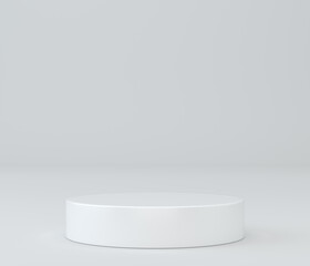 Round white stage podium for presentation. 3d illustration.