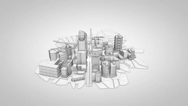 Architecture Blueprint City Background 3D Video Animation