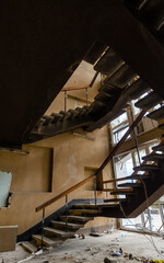 Fototapeta premium inside a destroyed and burnt house in Ukraine