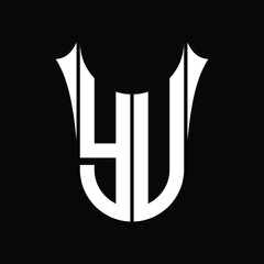 Obraz na płótnie Canvas YU Logo monogram shield sharp half round shape images design template