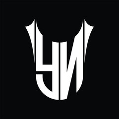 YN Logo monogram shield sharp half round shape images design template - obrazy, fototapety, plakaty