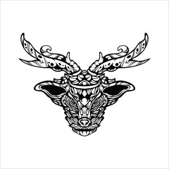 black and white tribal decorative reindeer pattern tattoo