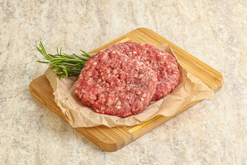 Raw beef burger cutlet for grill