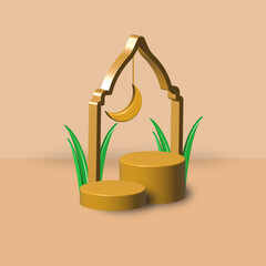 vector realistic empty space with 3d ramadan decoration