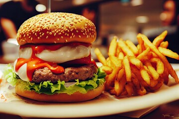 Burguers on a plate - created with Generative Ai