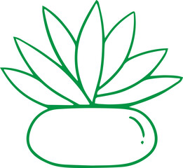 hand draw doodle ornamental plants in pots