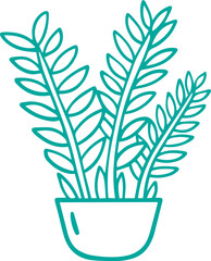 hand draw doodle ornamental plants in pots