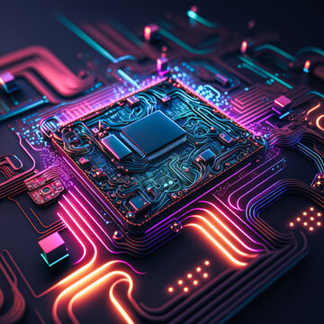 Generative AI illustration of futuristic chipset
