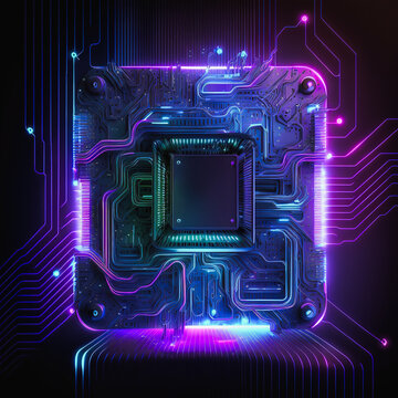 Generative AI illustration of futuristic chipset