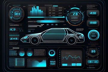 Diagnostic Auto In Hud Style. Car Service In The Style Of Hud. Cars Infographic Ui. Analysis And Diagnostics. Generative AI