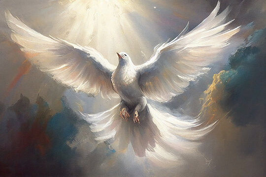 White dove flying painting - a symbol of peace and hope created with generative AI