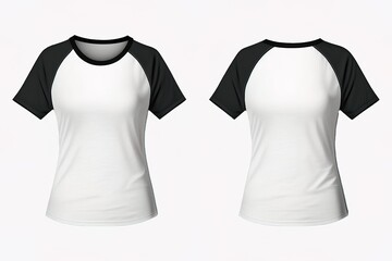 Blank raglan T shirt for women template, black and white color