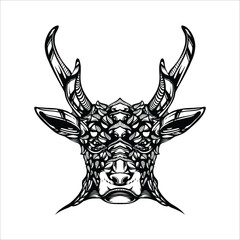 black and white tribal decorative reindeer pattern tattoo