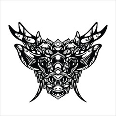 black and white tribal decorative reindeer pattern tattoo