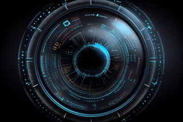 Fototapeta na wymiar Futuristic Technology Concept. Circular Hud Element Virtual Reality Of Big Data. Cyber System Security For Technology Business . Sublime Image . Generative AI