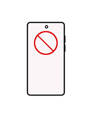 Smartphone with Red circle forbidden icon, stopping sign on screen, illustration