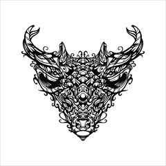 black and white tribal decorative reindeer pattern tattoo