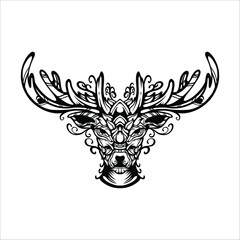 black and white tribal decorative reindeer pattern tattoo