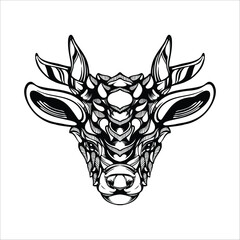 black and white tribal decorative reindeer pattern tattoo