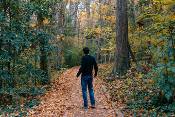 Fototapeta premium Man in the park in the fall