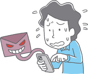 詐欺メールに焦る男性