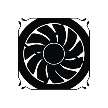 recommend clip art: PC Casing Fan Silhouette. Black and White Icon Design Element on Isolated White Background