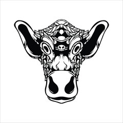 black and white tribal decorative cow pattern tattoo