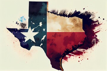 Abstract Illustration Of Texas Map With Flag -. Generative AI